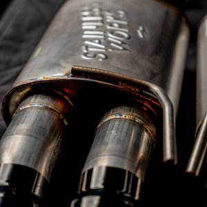 Ford Mustang GT Performance Exhaust - Stainless Works - Axle Back Legend - Black - `18-`21